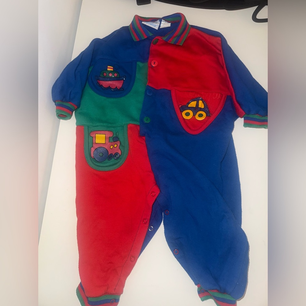 Vintage 90s Miniwear Colorblock Car Train Boat 24m